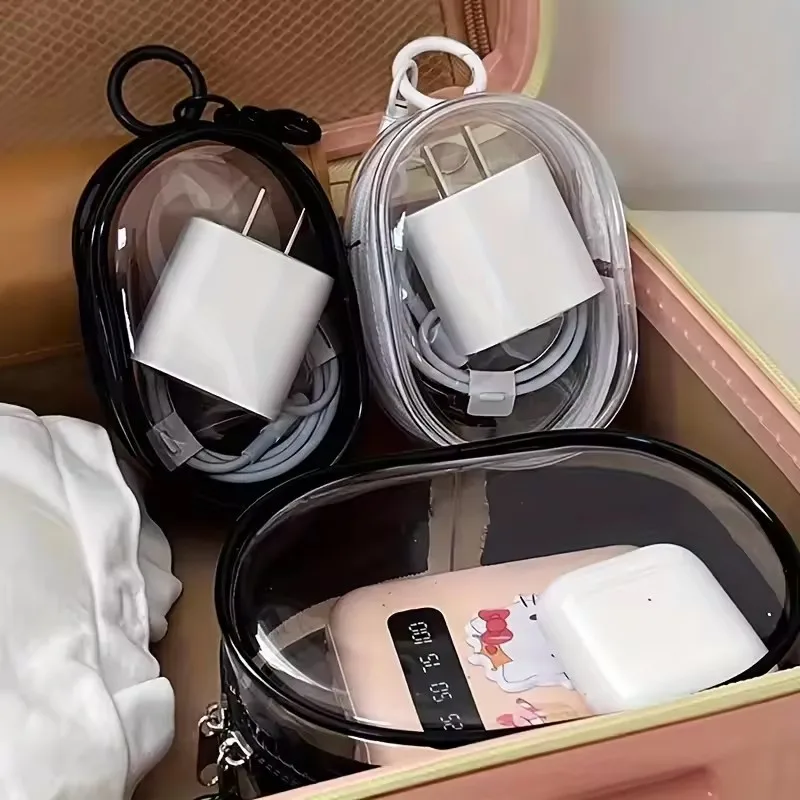 Cable Winder Keychain - Bolsa de Almacenamiento Transparente Portátil Mini