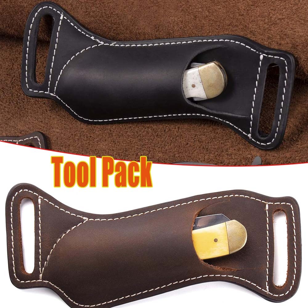 Leather Edc. Carry Pouch - Funda táctica para cuchillo plegable EDC,