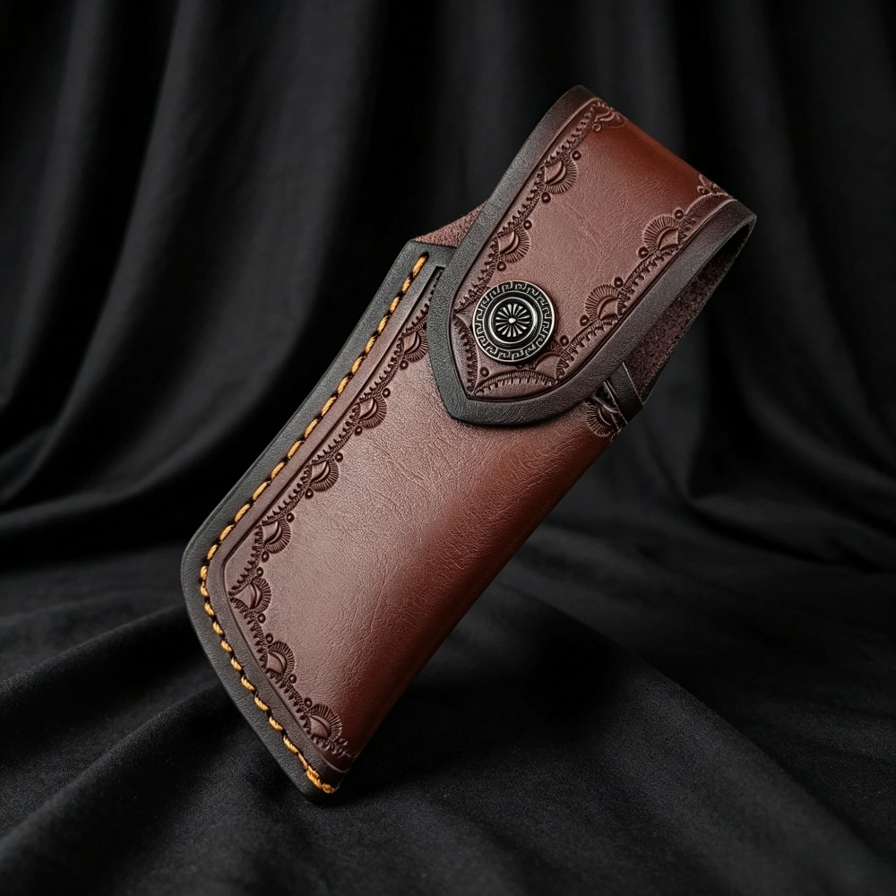 Leather Edc. Carry Pouch - Funda de Cuero Genuino Repujado Coleccionable